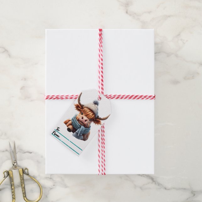 Charming Christmas tag with a cosy cow (With Twine)