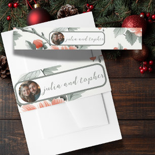 Charming Christmas Wedding with Romantic Photo Invitation Belly Band