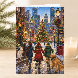 Charming Christmastime in the City Merry Christmas Card