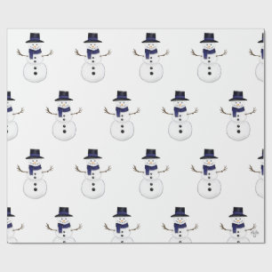 Charming Classic Snowman with Blue Scarf Wrapping Paper