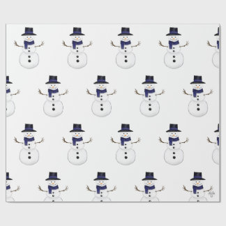 Charming Classic Snowman with Blue Scarf Wrapping Paper