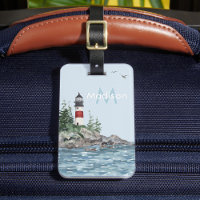 Charming Coastal Lighthouse Rocks Monogram Name