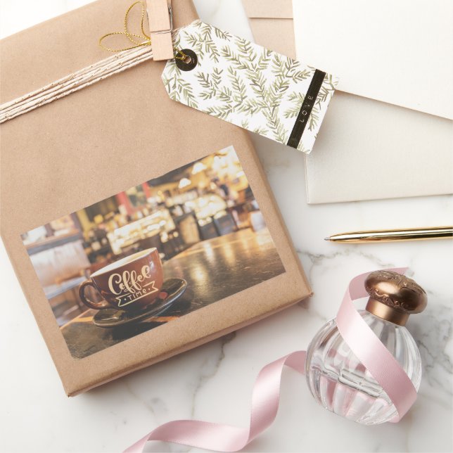 Charming Coffee Time Cafe Rectangular Sticker (Gifting)