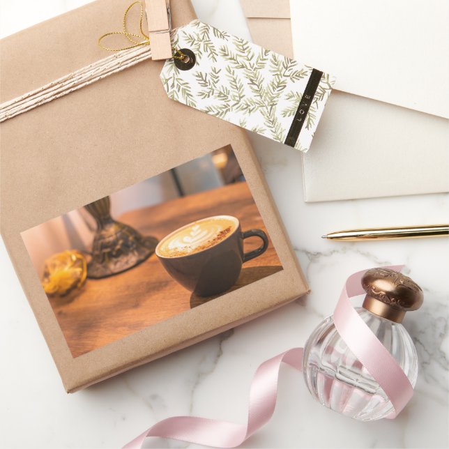 Charming Coffee Time Rectangular Sticker (Gifting)