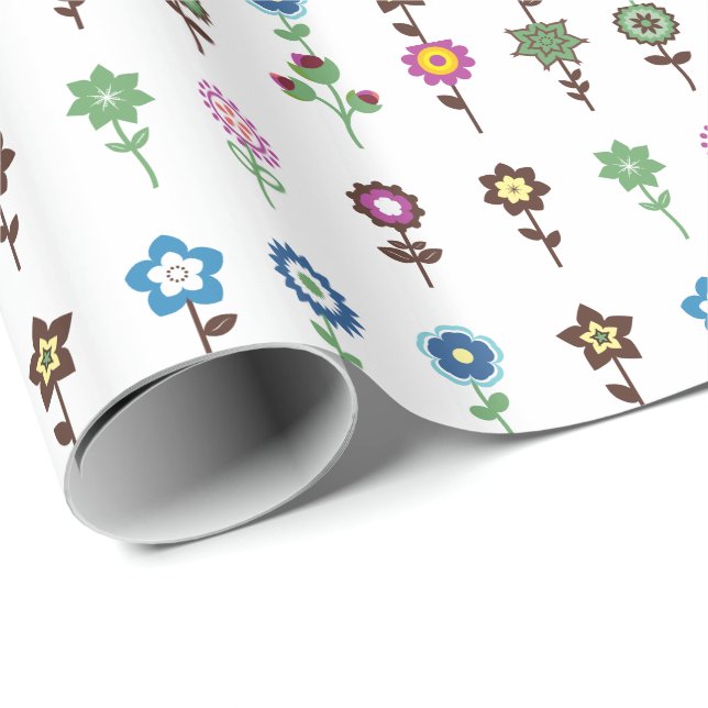 Charming Colourful Flowers pattern Illustration Wrapping Paper (Roll Corner)