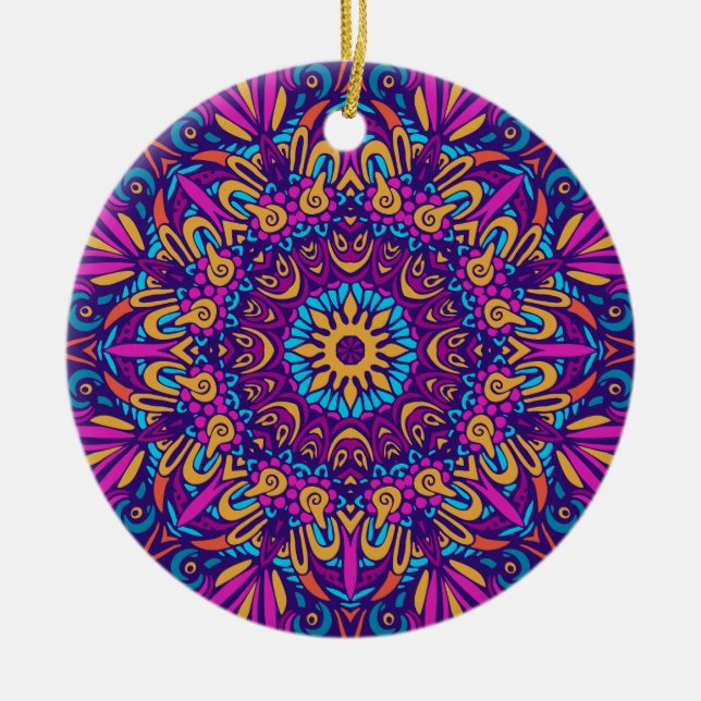 Charming colourful mandala seamless pattern  ceram ceramic ornament (Front)