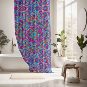 Charming colourful mandala seamless pattern shower curtain