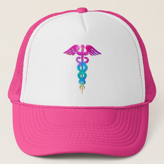 Charming & Colourful Medical Logo Design Trucker Hat (Front)