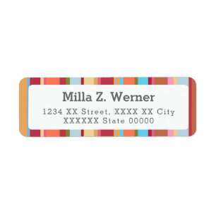 charming colourful stripes return address label