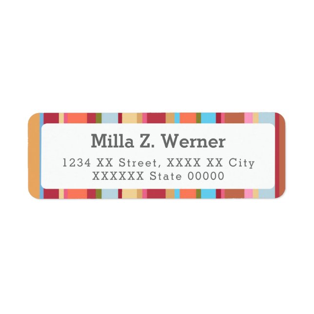 charming colourful stripes return address label (Front)
