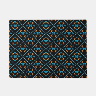 Charming Coquette Bow Geometric Tile Black Doormat