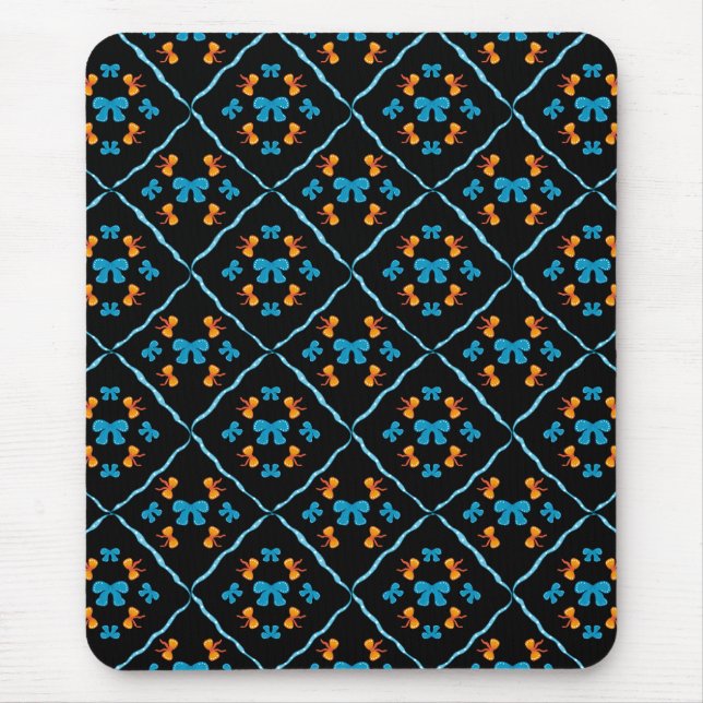 Charming Coquette Bow Geometric Tile Black Mouse Pad (Front)