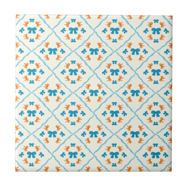 Charming Coquette Bow Geometric Tile Cream Accent (Front)