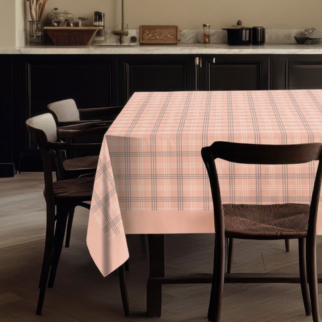 Charming Coral and Grey Check Tablecloth Design (Charming Coral and Grey Check Tablecloth Design)