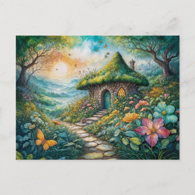 Charming Cottage by Serene Path Postcard (Front)