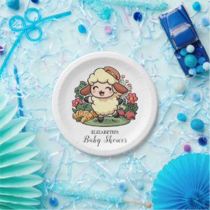 Charming Cottagecore Sheep Baby Shower Paper Plate