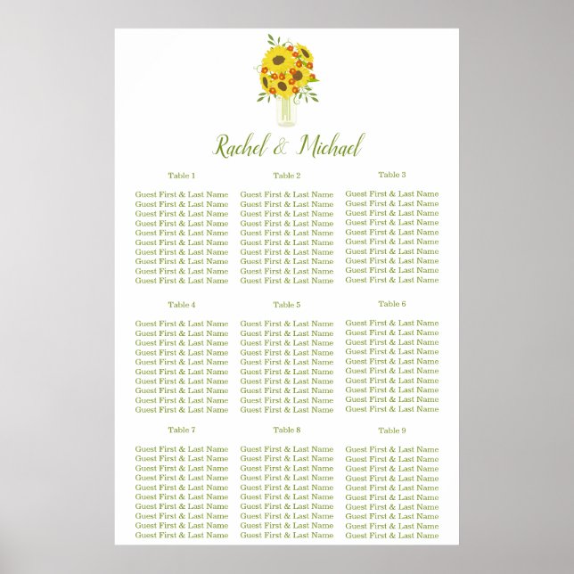 Charming Country Sunflower theme Wedding Poster (Front)