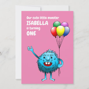 Charming Creature Holding Balloons Invitation