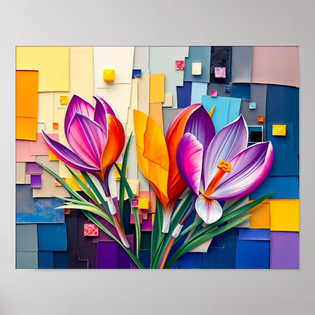 Charming Crocus in Modern Abstract Style Poster (Front)