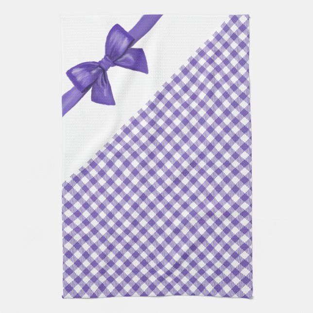 Charming Culinary Comedy: The Purple Vichy Tea Towel (Vertical)
