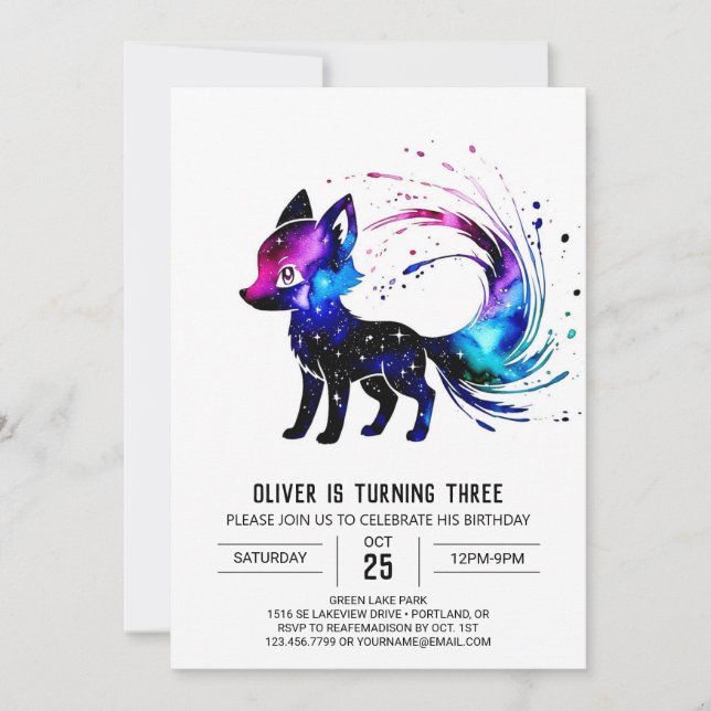 Charming Custom Fox Digital Boy Birthday Invitation (Front)
