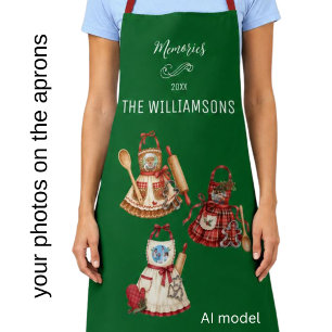 Charming Custom Holiday 3 Photo Apron Name Year