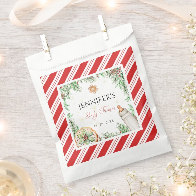 Charming Custom Watercolor Christmas Baby Shower Favour Bag (Clipped)