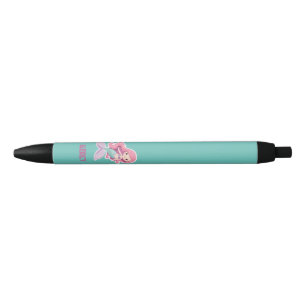 Charming Cute Pastel Mermaid with Kids Name Black Ink Pen