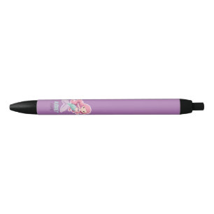 Charming Cute Pastel Mermaid with Kids Name Black Ink Pen