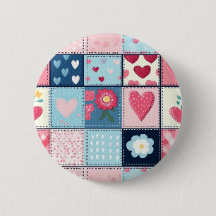 Charming Cute Patchwork Design 6 Cm Round Badge