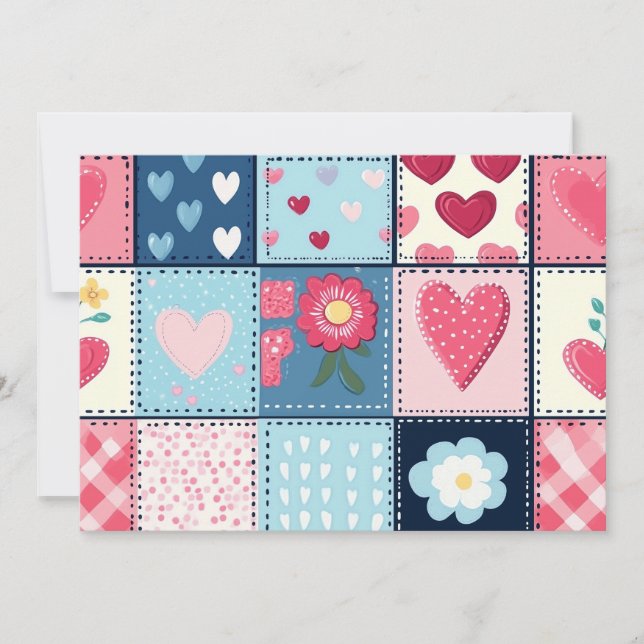 Charming Cute Patchwork Design  Invitation (Front)