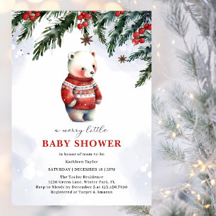 Charming Cute Penguin Winter Christmas Baby Shower Invitation