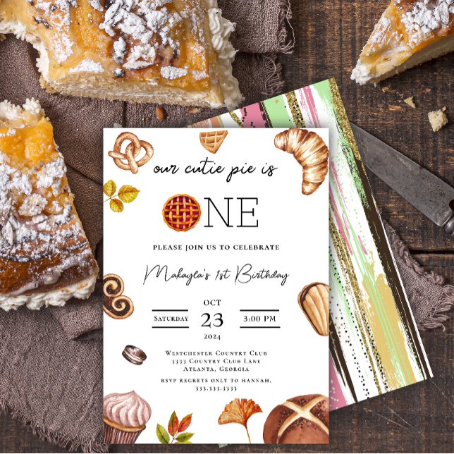Charming Cutie Pie First Birthday modern Invitation (Creator Uploaded)