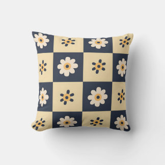 Charming Daisy Chequered Pattern Cushion
