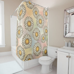 Charming Daisy Collection Versatile Floral Pattern Shower Curtain