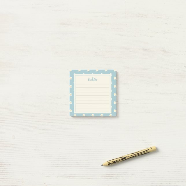 Charming Daisy Notes Pad - Cute Floral Stationery (On Desk)