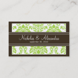 Charming Damask Wedding Web Business Card (lime)