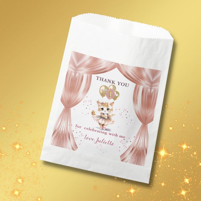 Charming Dancing Kitten Photo First Birthday Girl  Favour Bag (Creator Uploaded)