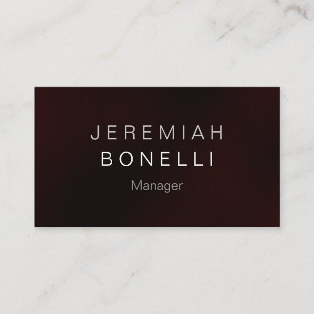 Charming Dark Red Professional Business Card (Front)