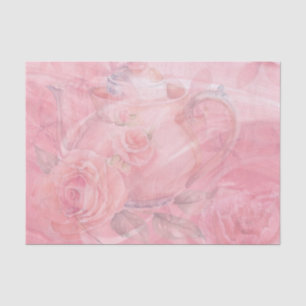 Charming Decorative Pink Decoupage Tea Pot Design Tissue Paper