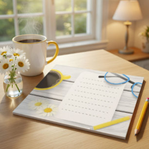 Charming Desk 40 page Notepad with Coffee&Daisies