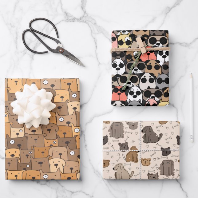 Charming Dogs Delight Wrapping Paper Sheet (Front)