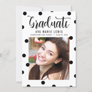 Charming Dots Black Graduation Announcement