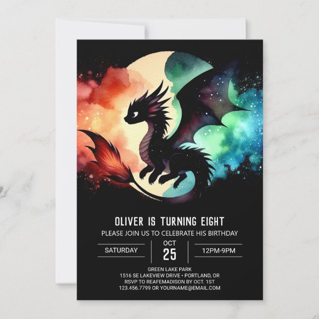 Charming Dragon Birthday Custom Invitation (Front)