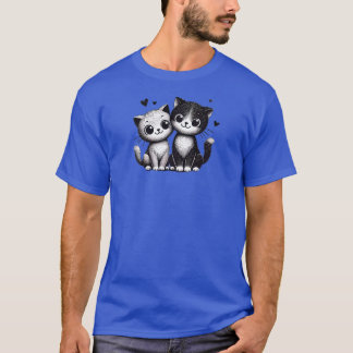 Charming Duo Cat Design - Love in Every Meow! T-Shirt
