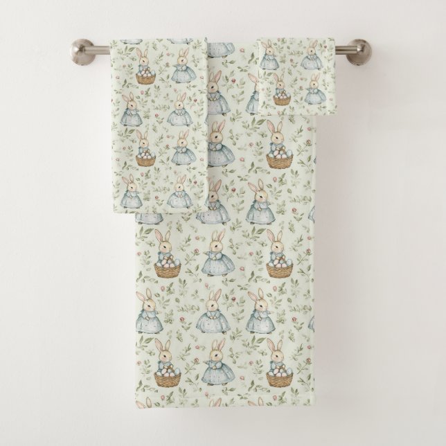 Charming Easter Bunnies Bath Towel Set (Insitu)