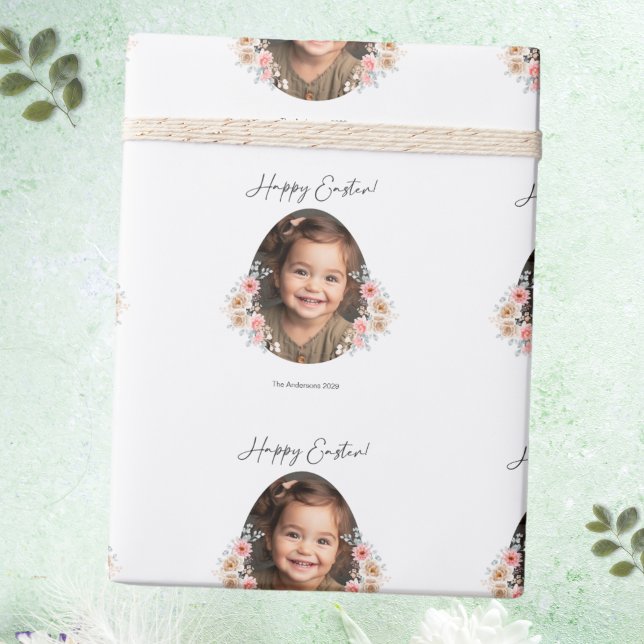 Charming Easter Floral Gift Wrap (Easter Wrapping Paper with Photo and Floral Frame)