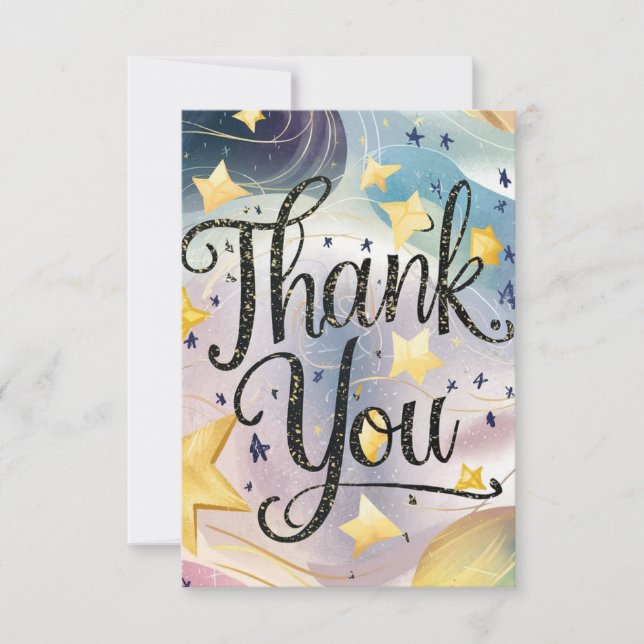 Charming Editable Meteor Celestial Thank You Card (Front)