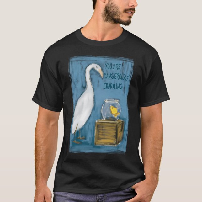 Charming Egret and Fish T-Shirt (Front)