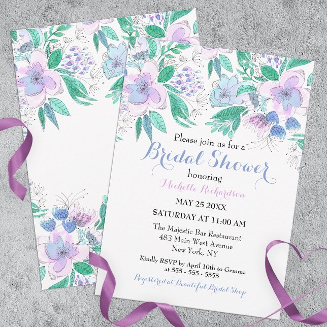 Charming Elegant Watercolor Floral Bridal Shower Invitation (Creator Uploaded)